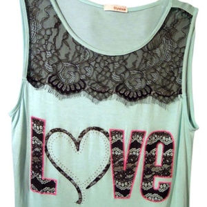 LOVE tank Top with lace